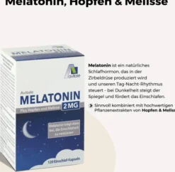 Melatonin 2 mg plus Hopfen und Melisse 120 Kapseln