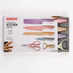Messerset Bunt 6-Teilig mit Schäler & Küchenschere