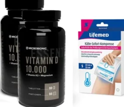 Microbionic Vitamin D 10.000 2 x 90 Tabletten + Kältekompressen