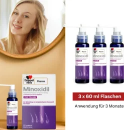 Minoxidil Doppelherz Pharma 20 mg je ml 3 x 60 ml Lösung für Frauen