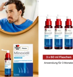 Minoxidil Doppelherz Pharma 50 mg je ml 3 x 60 ml Lösung für Männer