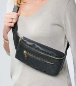 Modische Gürteltasche schwarz, sehr leicht mit 120 cm Gürtel