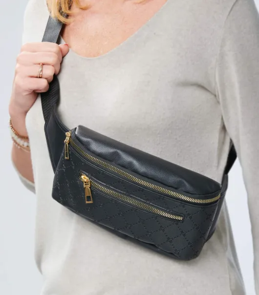 Modische Gürteltasche schwarz, sehr leicht mit 120 cm Gürtel