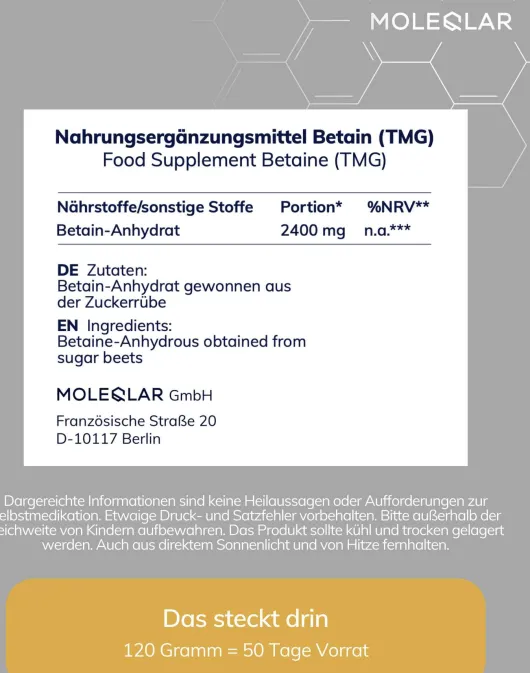 MoleQlar TMG Betain-Anhydrat 120 g