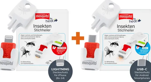 Mosquito heat it Insekten-Stichheiler Lightning Steckaufsatz 1 Stück + heat it USB-C Insekten Stichheiler 1 Stück