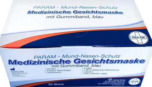 Mundschutz 3lagig Einweg M.Gummiband Blau