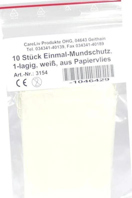 Mundschutz Papiervlies Mit Gummiband Weiß 10 Stück