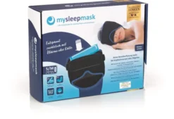mysleepmask Schlafmaske L-XL schwarz-blau inkl. 2 Gelpads & 2 Paar Ohrstöpsel