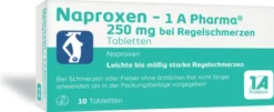 Naproxen 1a Pharma 250 mg bei Regelschmerzen 10 Tabletten