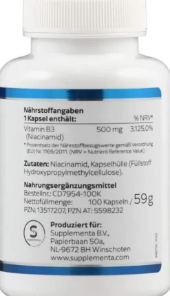 Niacinamid B3 500 mg 100 Kapseln