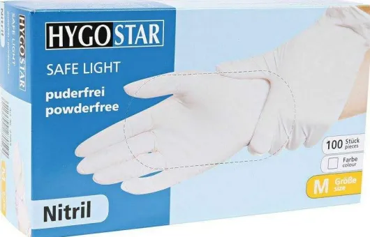 Nitrilhandschuhe Safe Light M weiß, Puderfrei, 100 Stück