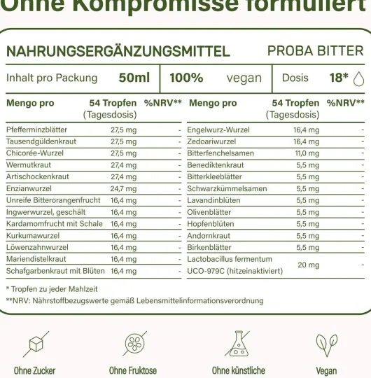 Nupure Proba Bitter Naturkräuter Tropfen Forte 50 ml