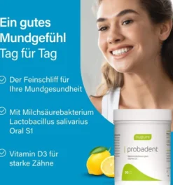 Nupure Probadent Probiotikum Mundflora Lemon 90 Lutschtabletten