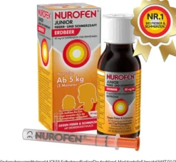 Nurofen Junior Fieber- & Schmerzsaft Erdbeer 40 mg pro ml 100 ml Suspension