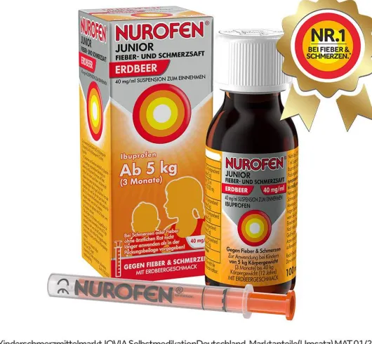 Nurofen Junior Fieber- & Schmerzsaft Erdbeer 40 mg pro ml 100 ml Suspension