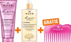 NUXE Hair Prodigieux Glanz-Shampoo 200 ml + NUXE Hair Prodigieux Pre-Shampoo-Maske 125 ml + gratis Kamm 1 Stück