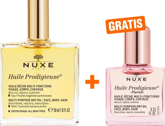 NUXE Huile Prodigieuse NF 50 ml + gratis Huile Prodigieuse Florale 10 ml