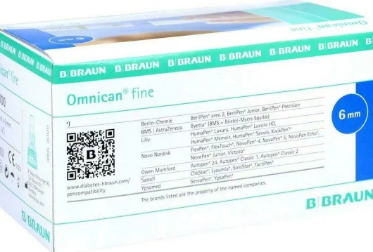Omnican Fine Pen Kanüle 31 G 0,25 X 6 mm 100 Kanülen