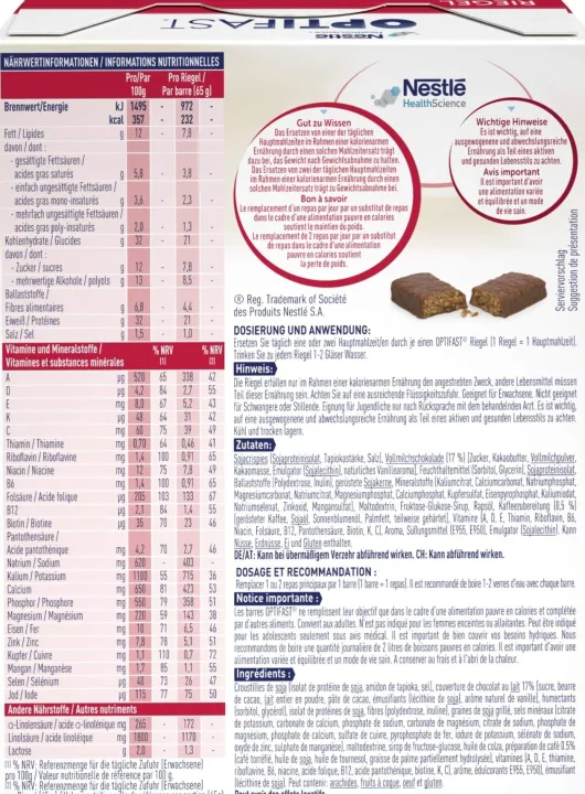 Optifast Riegel Cappuccino 6 X 65 G