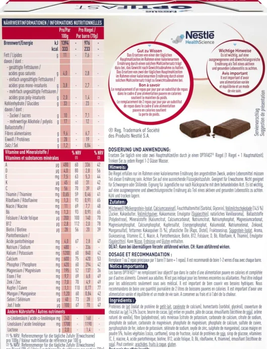 Optifast Riegel Schokolade 6 X 70 G
