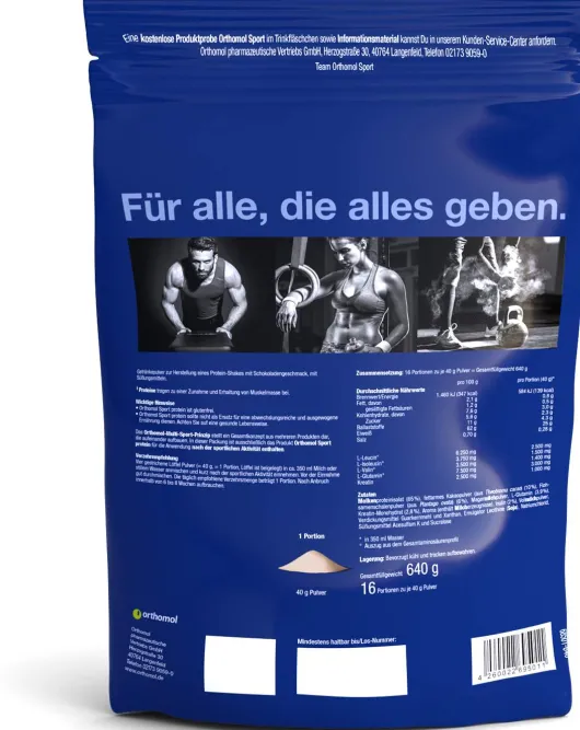 Orthomol Sport Protein 640g Pulver 16 Portionen Schoko