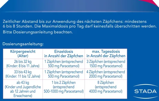 Paracetamol Stada 500 mg 10 Zäpfchen
