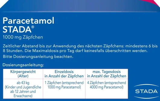 Paracetamol Stada 1000 mg 10 Zäpfchen