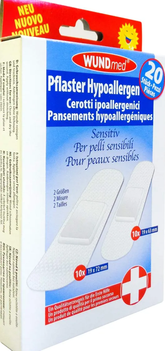 Pflaster Hypoallergen Sensitiv Transparent 2 Größen 20 Pflaster
