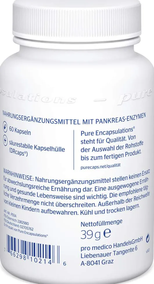 Pure Encapsulations Pankreatin Enzym Formel 60 Kapseln