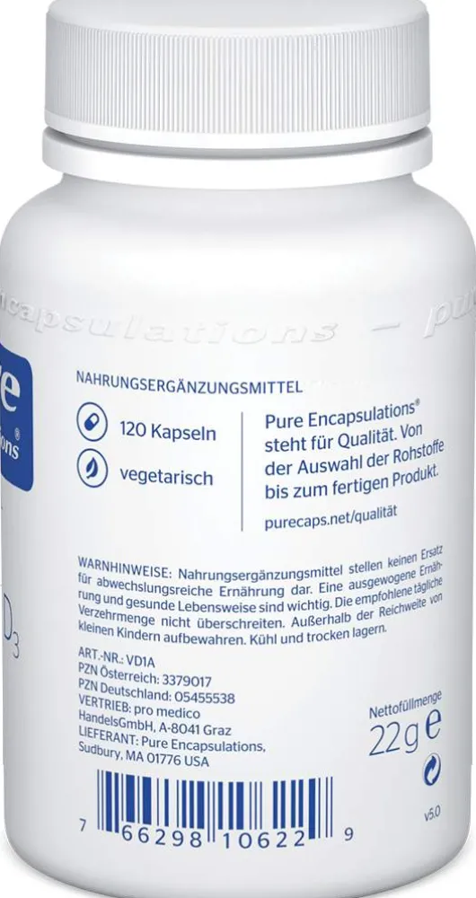 Pure Encapsulations Vitamin D3 400 I.E. 120 Kapseln
