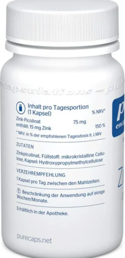 Pure Encapsulations Zink 15 Zinkpicolinat 60 Kapseln
