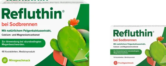 Refluthin Kautabletten Minzgeschmack 48 Stück + gratis Refluthin Kautabletten Fruchtgeschmack 16 Stück