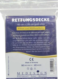 Rettungsdecke 160 X 220 cm Gold - Silber 1 Stück