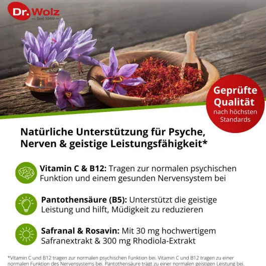 Safran und Rhodiola Extrakt Dr. Wolz 120 Kapseln