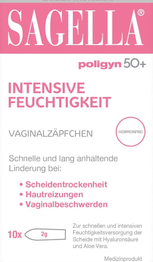 Sagella poligyn 50+ intensive Feuchtigkeit Ovula 10 x 2 g Zäpfchen