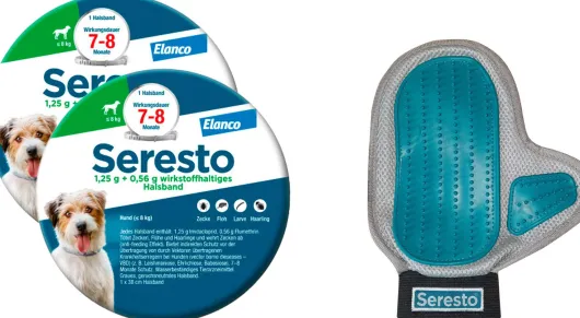Seresto Halsband für kleine Hunde 2 x 1 Stück + gratis Pflegehandschuh 1 Stück