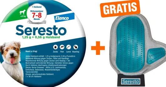 Seresto Halsband für kleine Hunde 2 x 1 Stück + gratis Pflegehandschuh 1 Stück
