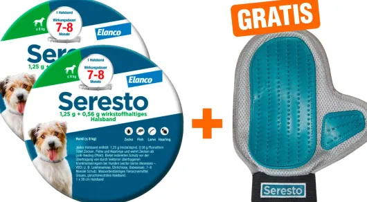 Seresto Halsband für kleine Hunde 2 x 1 Stück + gratis Pflegehandschuh 1 Stück