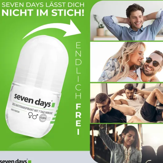 Seven Days Deo Antitranspirant Roll On Ohne Parfüm 50 ml