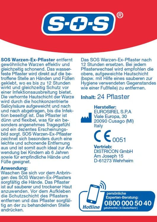 SOS Warzen Ex Pflaster 24 Stück
