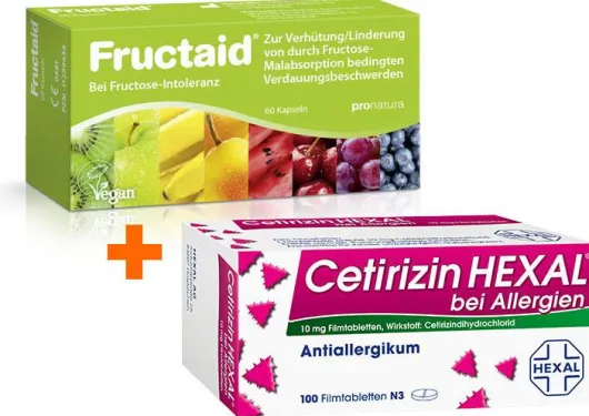 Sparset Fructaid 60 Kapseln + Cetirizin Hexal 100 Filmtabletten