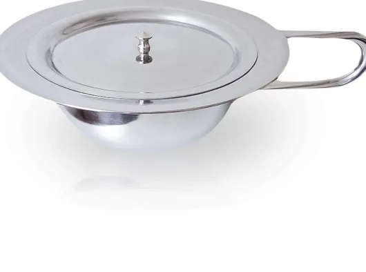 Stechbecken Edelstahl Mit Griff und Deckel 31cm