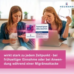 Sumatriptan Heumann bei Migräne 50 mg 2 Filmtabletten
