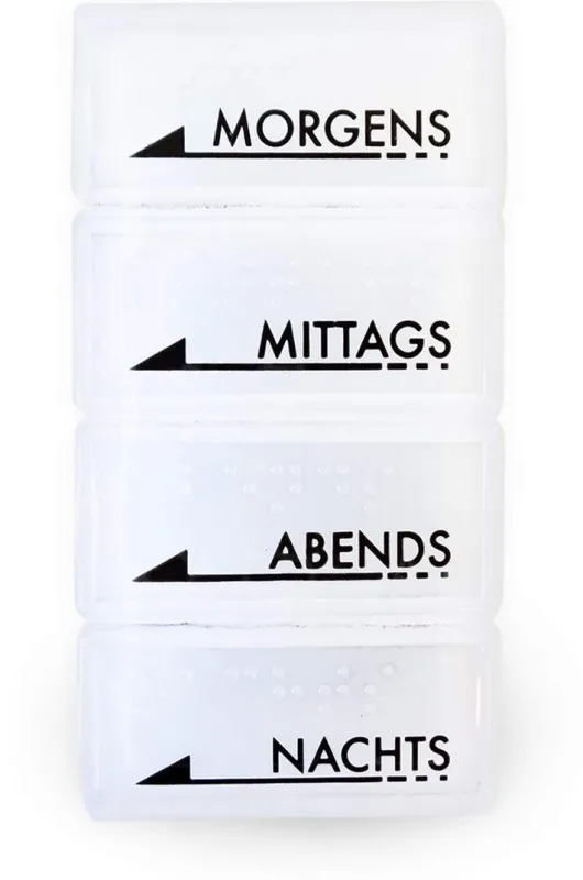 Tablettendose Mo-Mi-Ab- A Mit Blindenschrift Weiß
