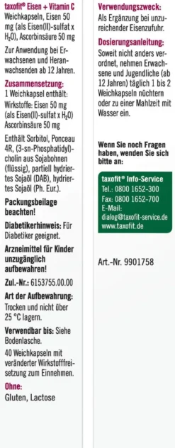 Taxofit Eisen + Vitamin C 40 Kapseln