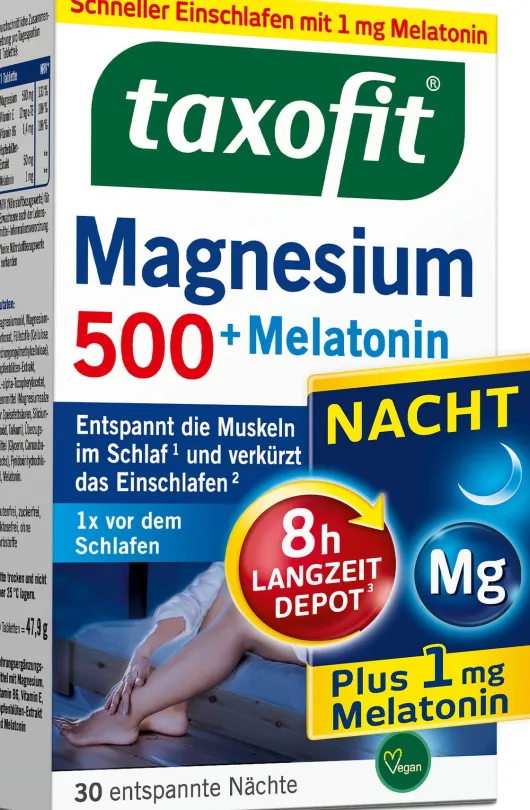 taxofit Magnesium 500 Nacht+Melatonin 30 Tabletten