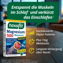 taxofit Magnesium 500 Nacht+Melatonin 30 Tabletten