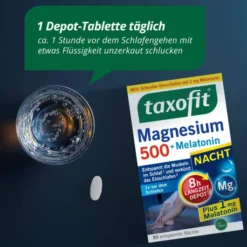 taxofit Magnesium 500 Nacht+Melatonin 30 Tabletten