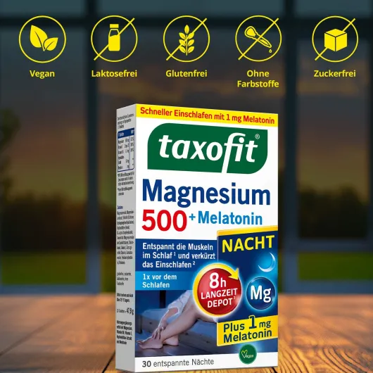 taxofit Magnesium 500 Nacht+Melatonin 30 Tabletten