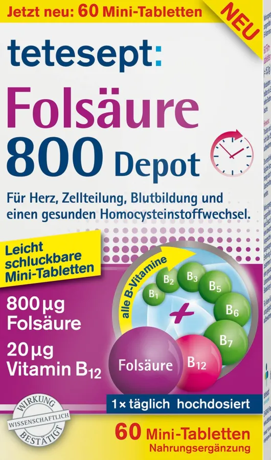 Tetesept Folsäure 800 Depot 60 Tabletten